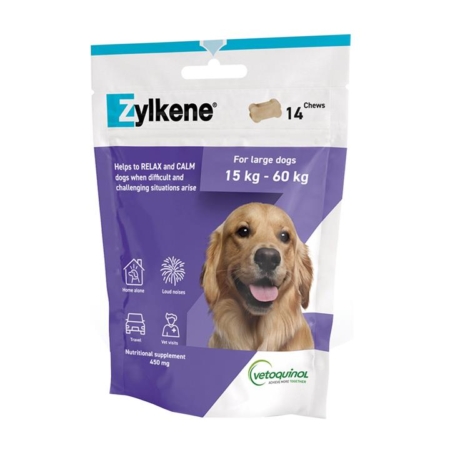 Zylkene Nutritional Supplement Calming Chews For Large Dogs 15-60kg 450mg 14 Chews