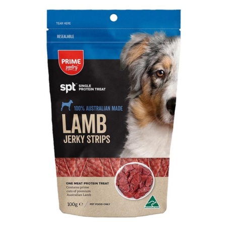 Prime Pantry Spt Single Protein Lamb Jerky Strips Treats For Dogs 100gm 1 Pack