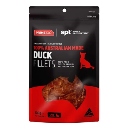 Prime100 Spt Single Protein Duck Fillets Treats For Dogs 100gm 1 Pack