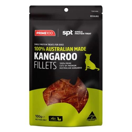 Prime100 Spt Single Protein Kangaroo Fillets Treats For Dogs 100gm 1 Pack