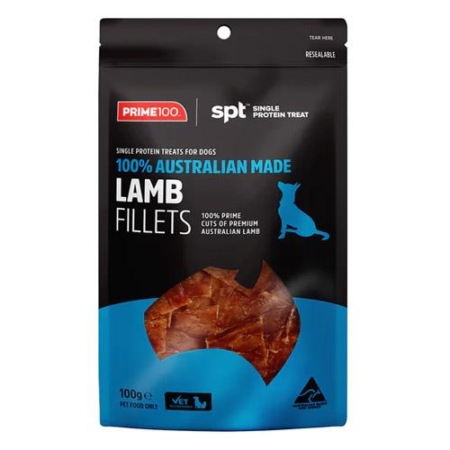 Prime100 Spt Single Protein Lamb Fillets Treats For Dogs 100gm 1 Pack