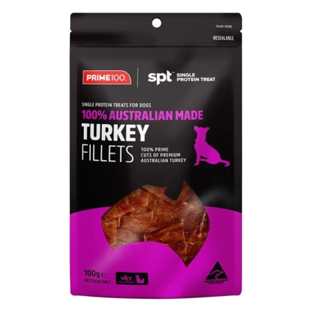 Prime100 Spt Single Protein Turkey Fillets Treats For Dogs 100gm 1 Pack