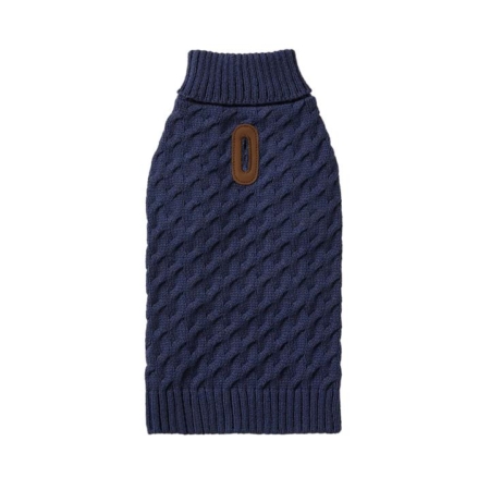 Snooza Wear Knit Polo Dog Sweater Navy 1 X Large