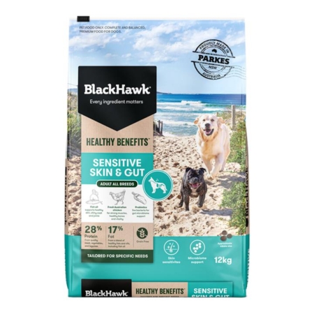 Black Hawk Healthy Benefits Sensitive Skin And Gut Dog Dry Food  12 Kg