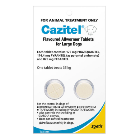 Cazitel Flavoured Allwormer For Large Dogs 35kg (Blue) 42 Tablet