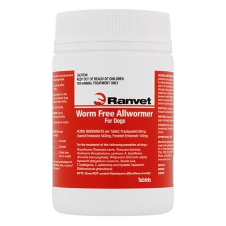 Ranvet Allwormer For Small Dogs 10kg 50 Tablets
