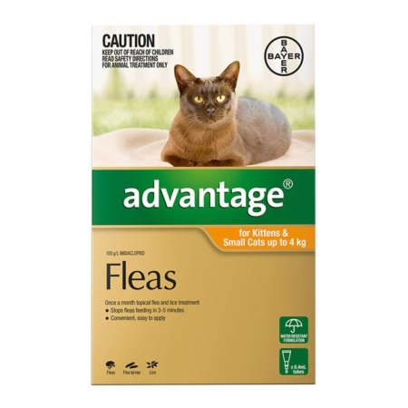 Advantage For Kittens & Small Cats Up To 4kg (Orange) 12 Doses