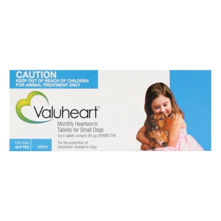 Valuheart Heartworm Tablets For Small Dogs Up To 10kg (Blue) 6 Tablet