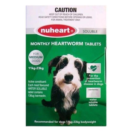 Nuheart For Dogs Generic Heartgard Tabs For Medium Dogs - 11 To 23kg (Green) 6 Tablet