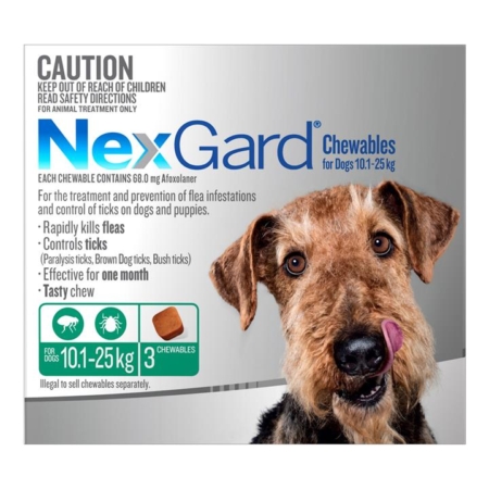 Nexgard Chewables For Medium Dogs (10.1 - 25 Kg) Green 12 Chews