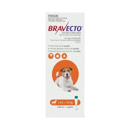 Bravecto Spot On For Small Dogs (4.5-10 Kg) Orange 1 Pack