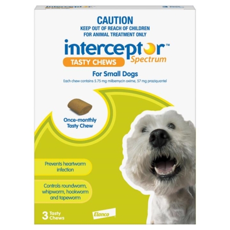 Interceptor Spectrum Tasty Chews For Small Dogs 4 To 11kg (Green) 3 Chews