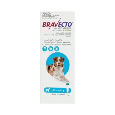 Bravecto Spot On For Large Dogs (20 - 40 Kg) Aqua 2 Pack