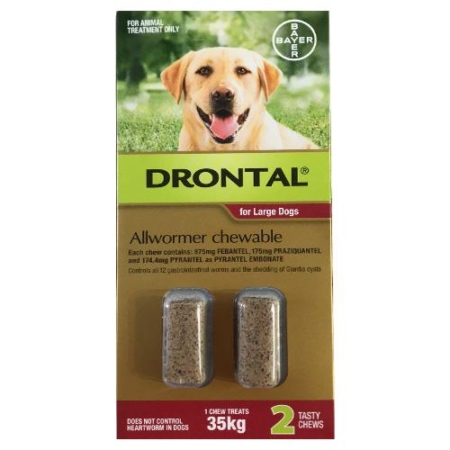 Drontal Wormers Chewables For Dogs Up To 35kg (Red) 20 Chews