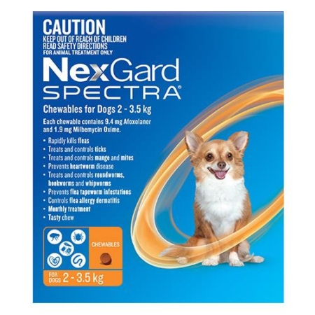 Nexgard Spectra Very Small Dogs (2 - 3.5kg) Orange 3 Pack