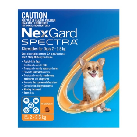 Nexgard Spectra Very Small Dogs (2 - 3.5kg) Orange 6 Pack