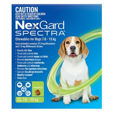 Nexgard Spectra Medium Dogs (7.6 - 15kg) Green 3 Pack