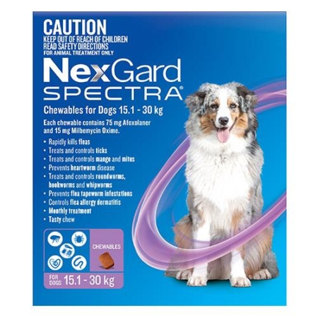 Nexgard Spectra Large Dogs (15.1 - 30kg) Purple 3 Pack