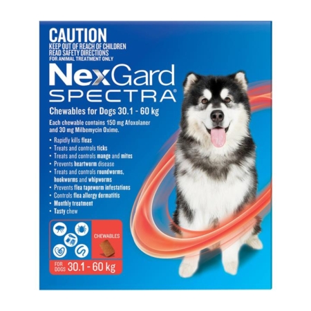 Nexgard Spectra Extra Large Dogs (30.1 - 60kg) Red 6 Pack