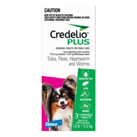 Credelio Plus For Small Dogs 2.8 - 5.5 Kg Pink 3 Chews