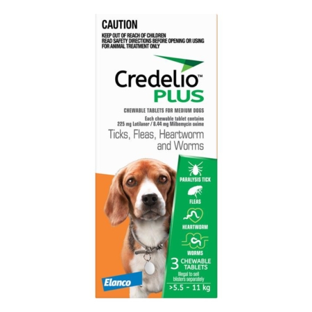 Credelio Plus For Medium Dogs 5.5 - 11 Kg Orange 3 Chews