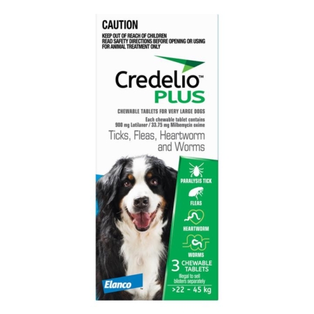 Credelio Plus For Extra Large Dogs 22 - 45 Kg Blue 3 Chews