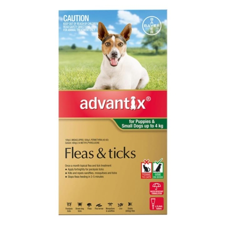 Advantix For Small Dogs & Pups Up To 4kg (Green) 3 Pack