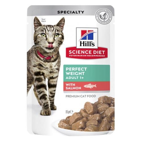 Hill's Science Diet Adult Perfect Weight Salmon Cat Food Pouches 85gmx12 1 Pack