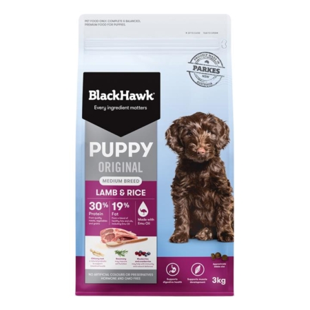 Black Hawk Puppy Original Medium Breed Lamb And Rice Dog Dry Food  3 Kg