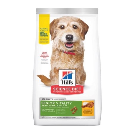 Hill's Science Diet Adult 7+ Youthful Vitality Small & Mini Chicken & Rice Dry Dog Food   1.58 Kg