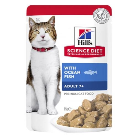 Hill's Science Diet Adult 7+ Cat Ocean Fish Wet Pouch 85 Gm 12 Pouch