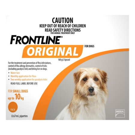 Frontline Original For Small Dogs Up To 10kgs (Orange) 8 Pipettes