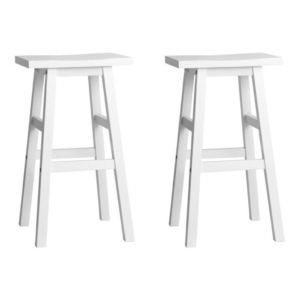 Set of 2 Beech Wood Bar Stools - White