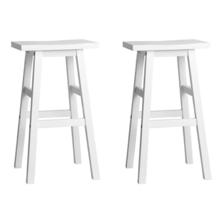 Set of 2 Beech Wood Bar Stools - White