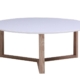 Aura Round Coffee Table White Top With Natural Legs