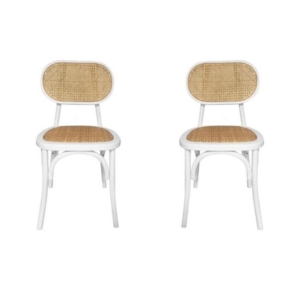 Set Of 2 Lima Rattan Dining Chair - Natural/White