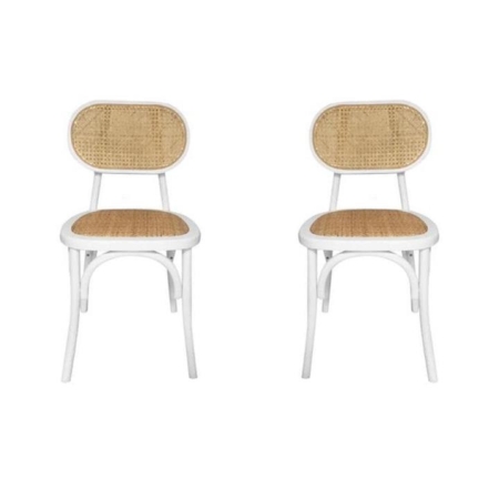 Set Of 2 Lima Rattan Dining Chair - Natural/White