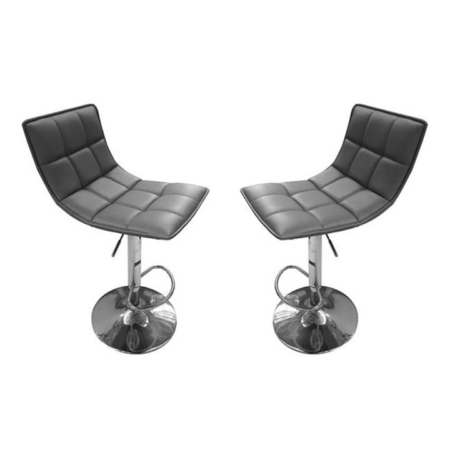 Set Of 2 Lunar Modern Height Adjustable Gas Lift PU Leather Bar Stool - Grey