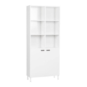 Ashley Collection 10-Cube Display Bookcase With 2-Doors - White