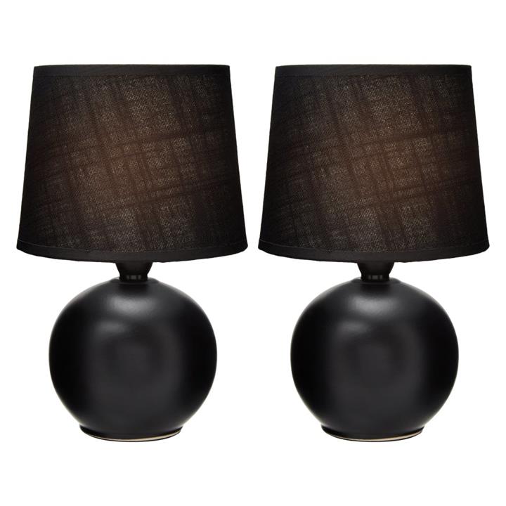 Set of 2 Capri Ceramic Base Modern Round Table Lamp - Black