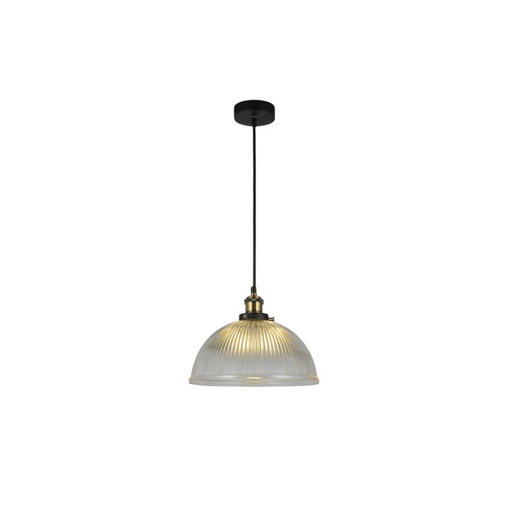 Livia Hanging Pendant Lamp Glass Shade - Black / Clear