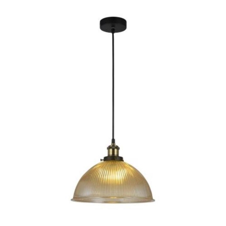 Livia Hanging Pendant Lamp Glass Shade - Black / Amber