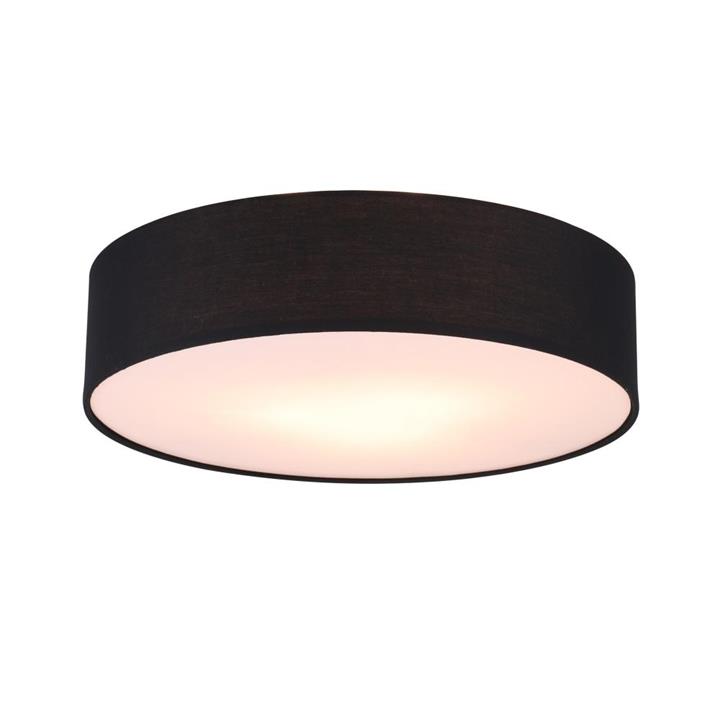 Apollo 3LT Round Ceiling Light Fabric Shade - Black