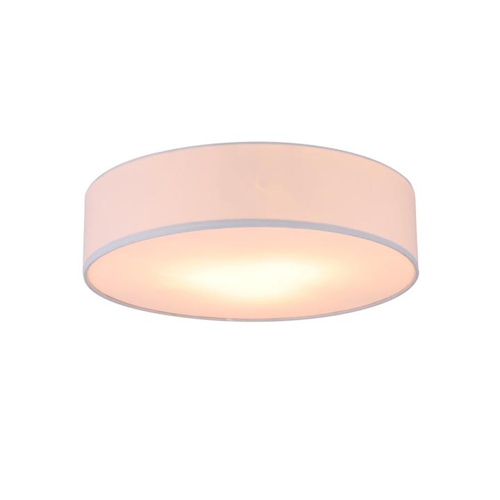 Apollo 3LT Round Ceiling Light Fabric Shade - White