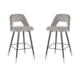 Set of 2 Delphi Velvet Fabric Kitchen Bar Stool - Light Grey