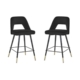 Set of 2 Delphi Velvet Fabric Kitchen Bar Stool - Black