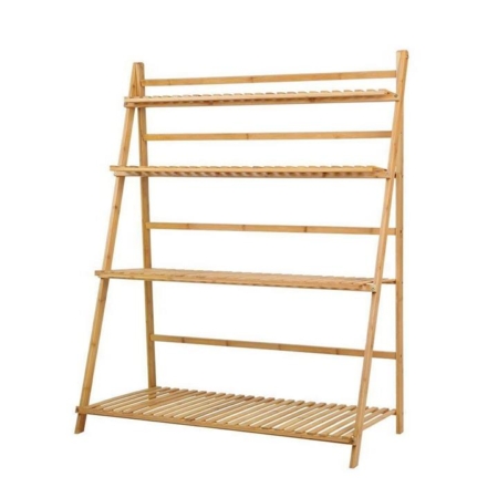 Bamboo Wooden Ladder Shelf Plant Stand Foldable