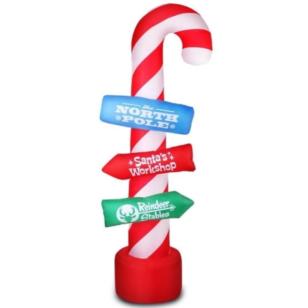 2.4M Christmas Inflatable Santa Guide Candy Pole Xmas Decor LED