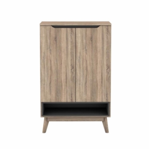 Chase Scandinavian Shoe Storage Cabinet With 2 Doors - Oak