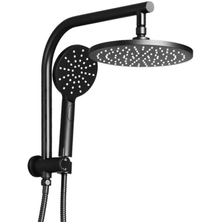 WELS 9'' Rain Shower Head Set Round Handheld High Pressure Wall Black